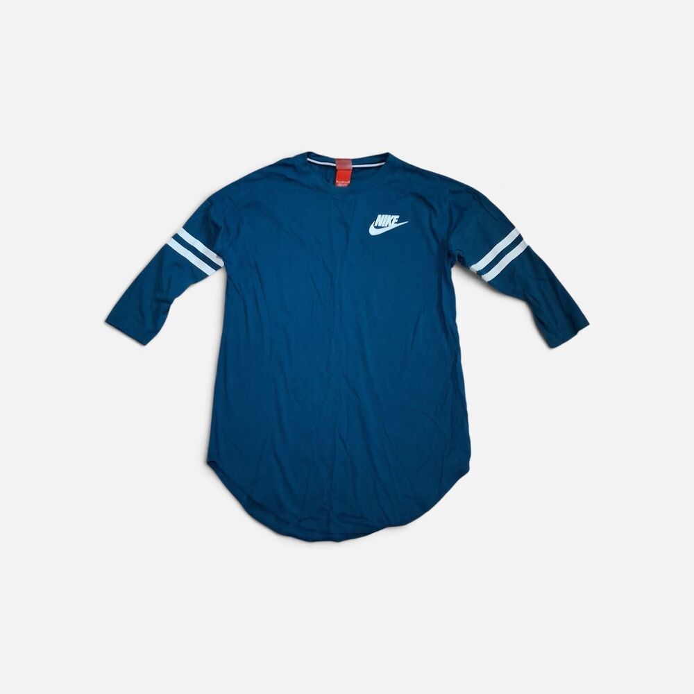 Vintage Nike 90s Retro Women's 3/4 Sleeve T-Shirt Teal Just Do It Medium